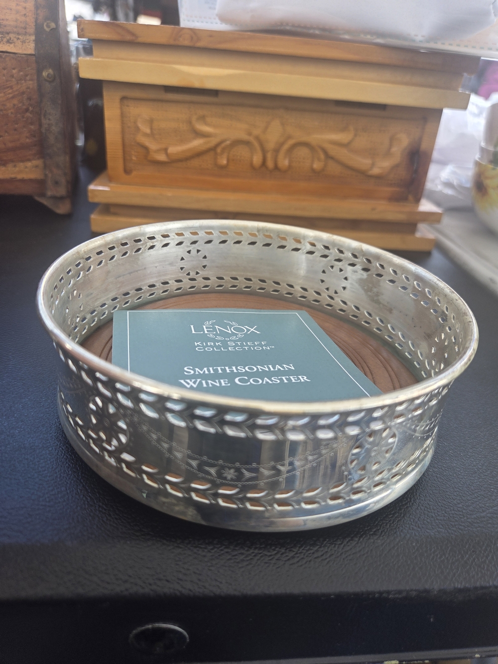 Lenox Smithsonian Silver And Wood Wine Coaster